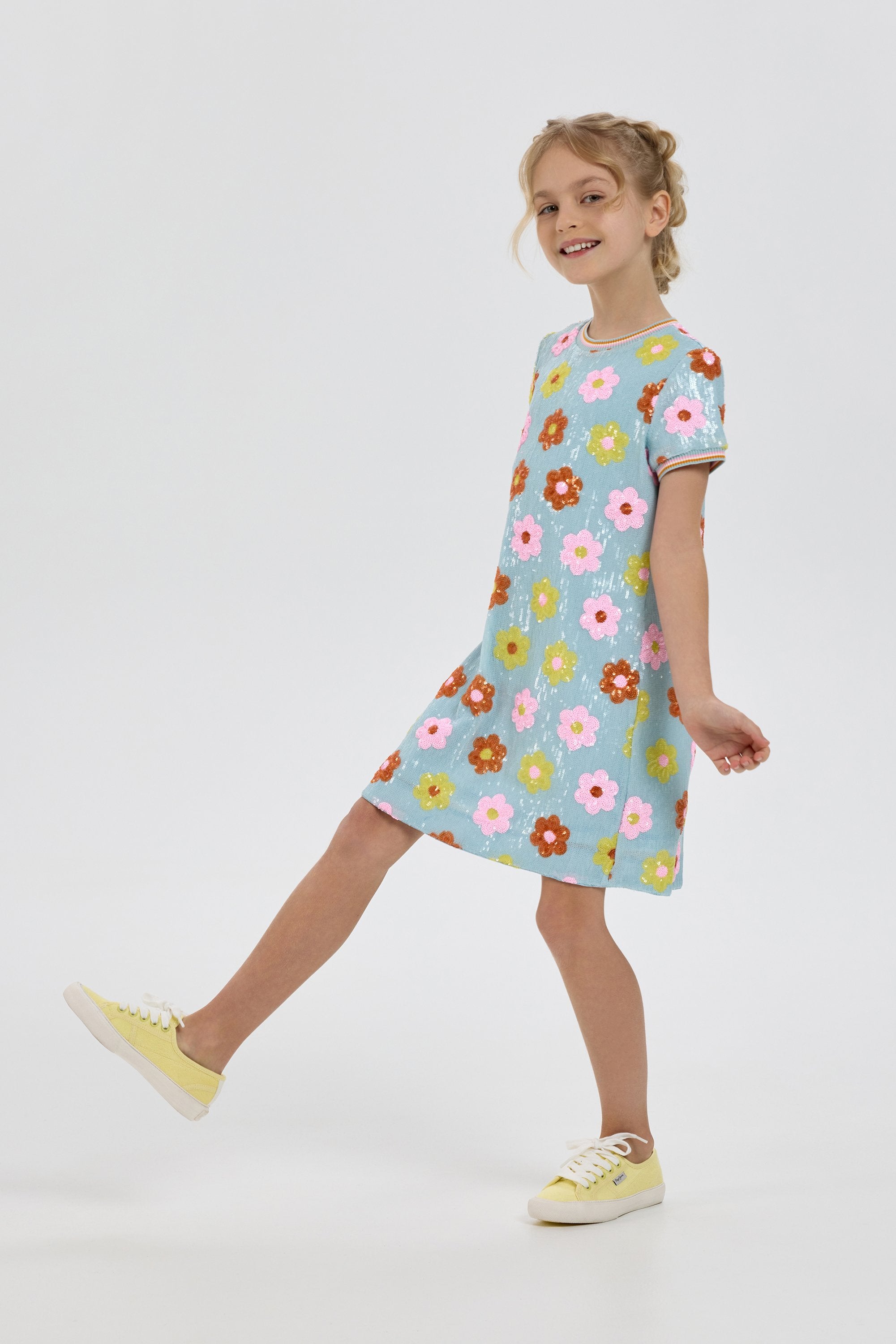 Sequins Flowers Decorated Dress