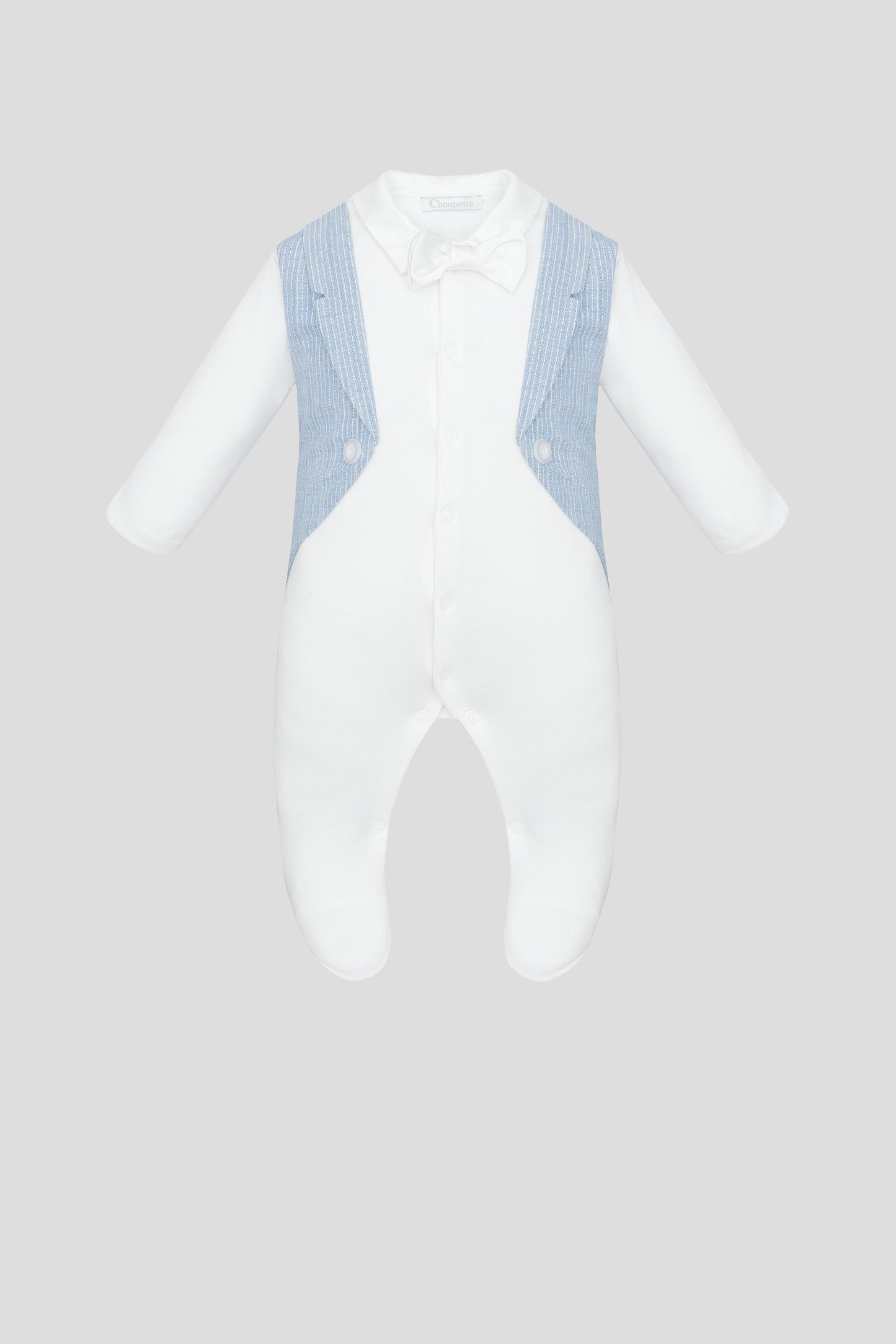 Tuxedo Immitation Bow Decorated Overalls and Bonnet