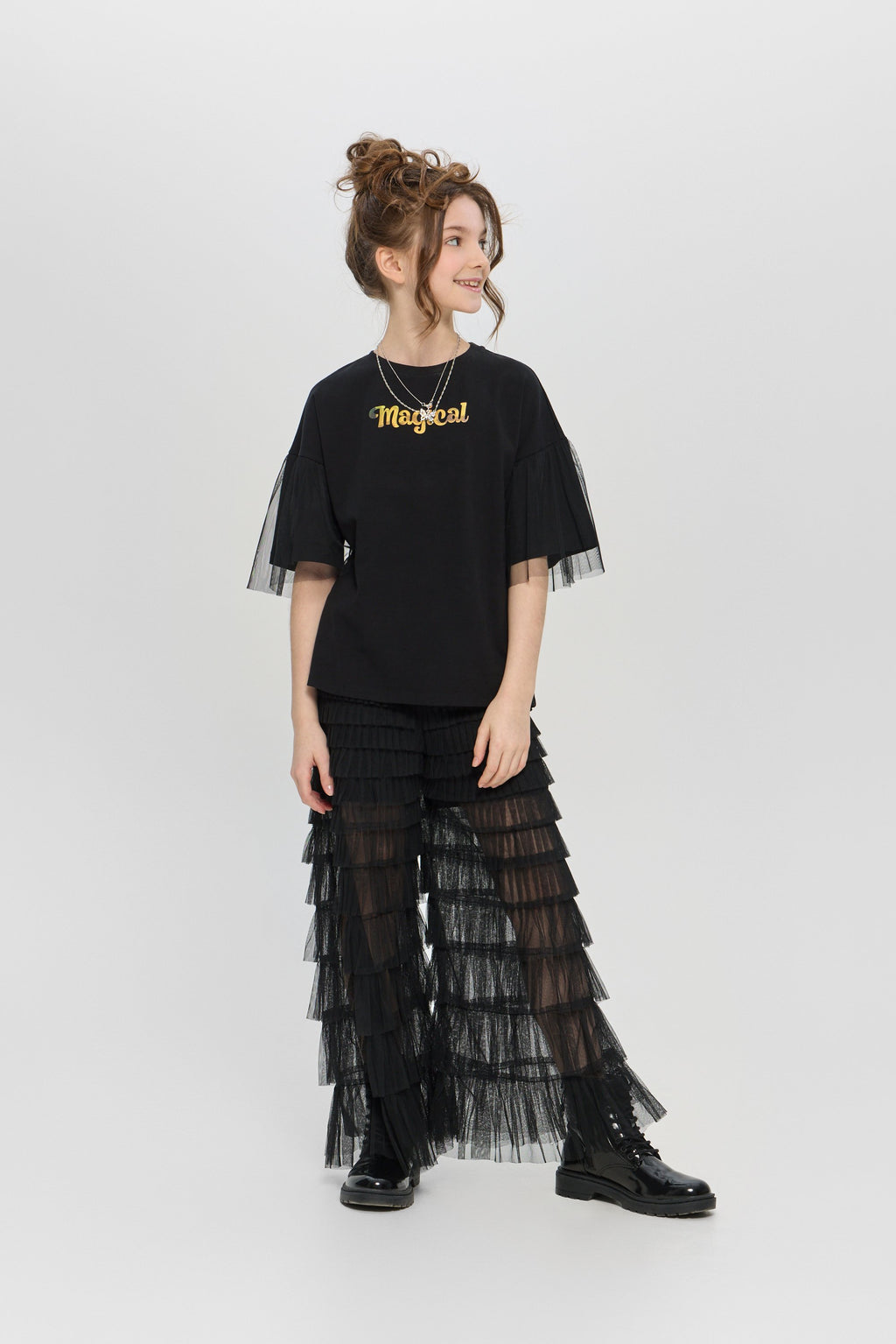 Fancy Sleeves Chain Decorated T-Shirt