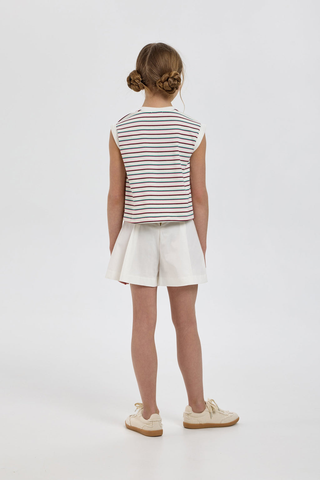 Elegant White Shorts with Crystals Key Charm