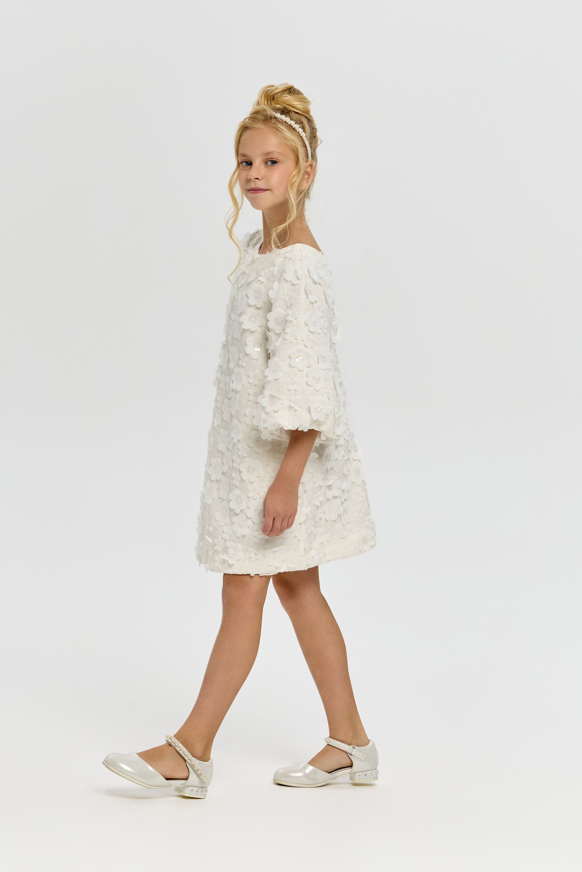 3D Flowers White Cocktail Dress