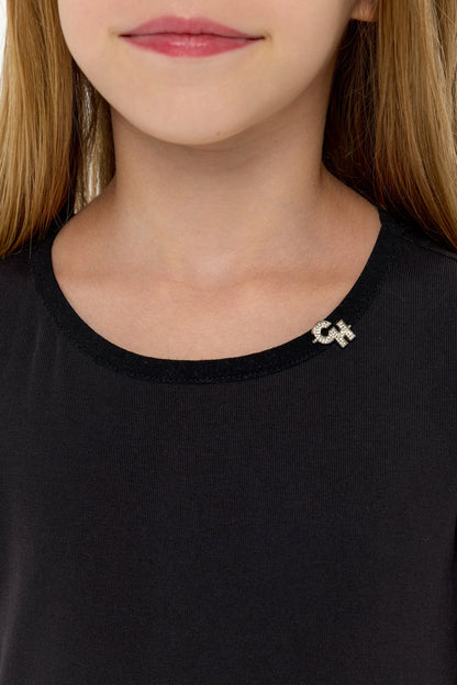 Elegant Black Combined Blouse