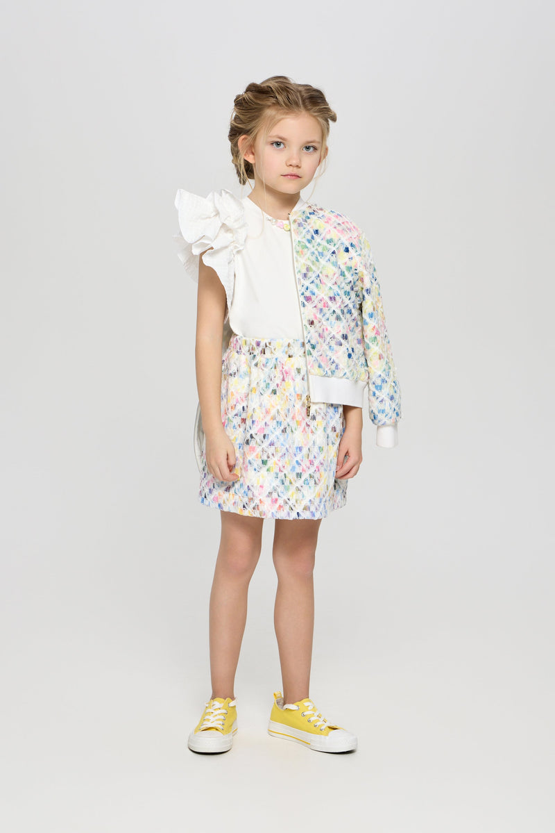 Wing Sleeves Top with Decor, white