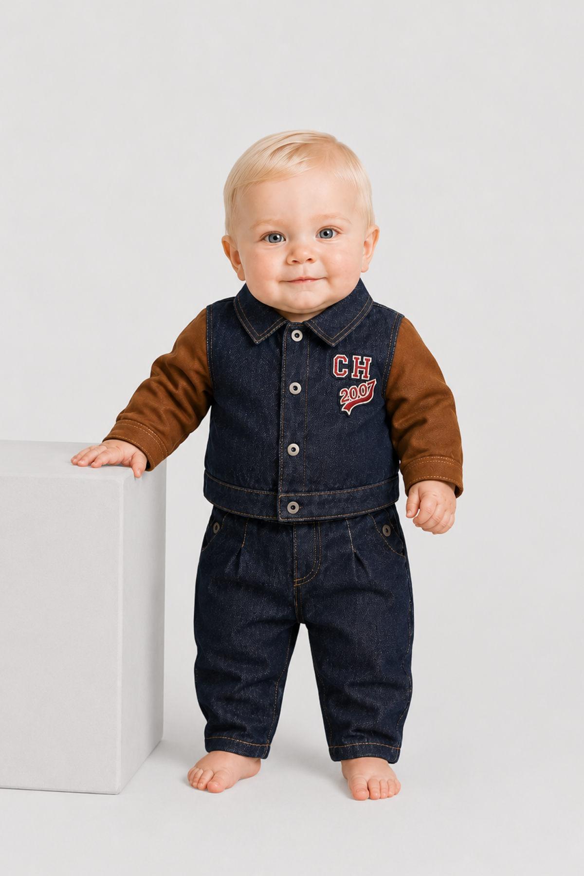 Bomber denim combined for baby boy