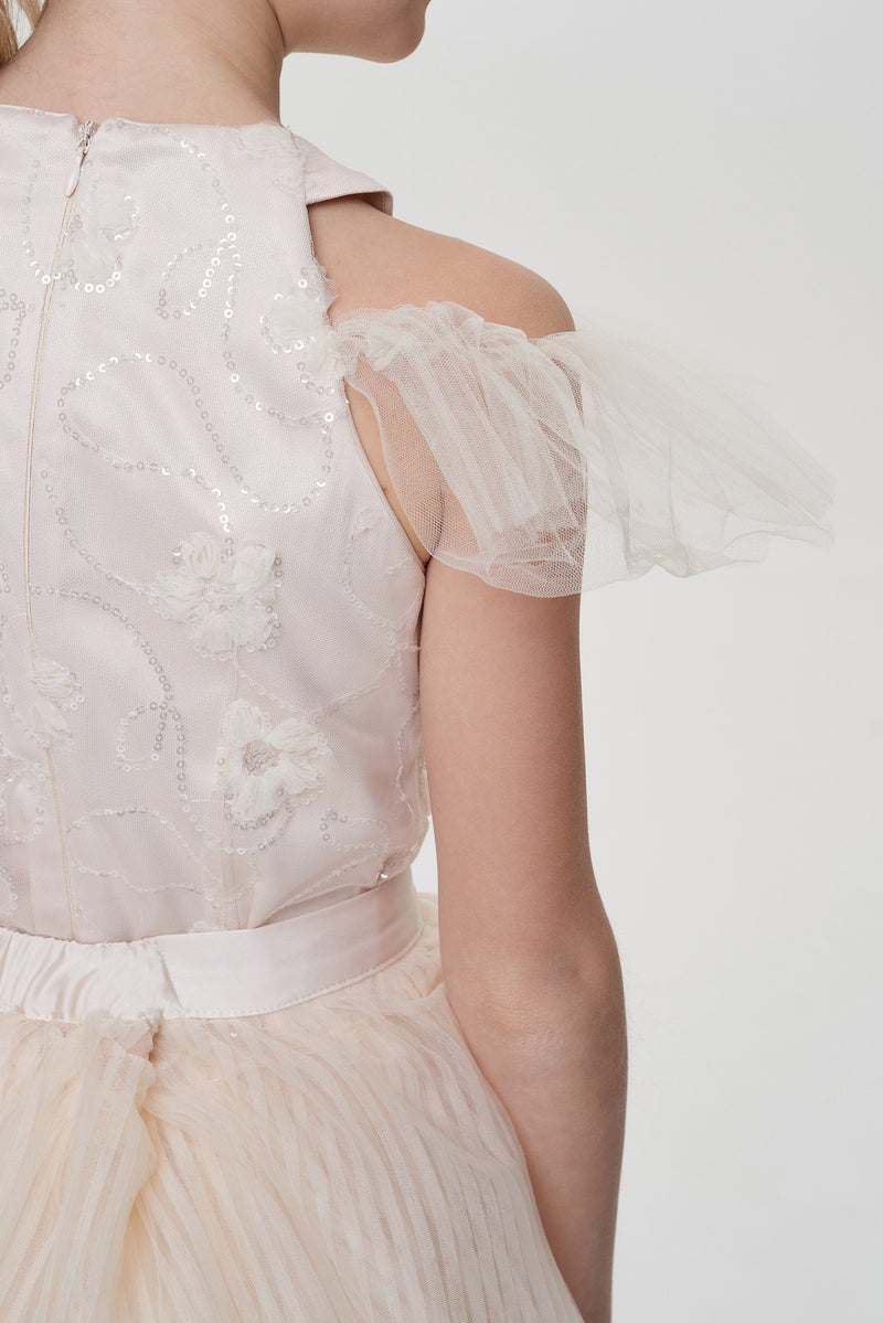 Multi-layered Sleeves A-line Removable Skirt Dress