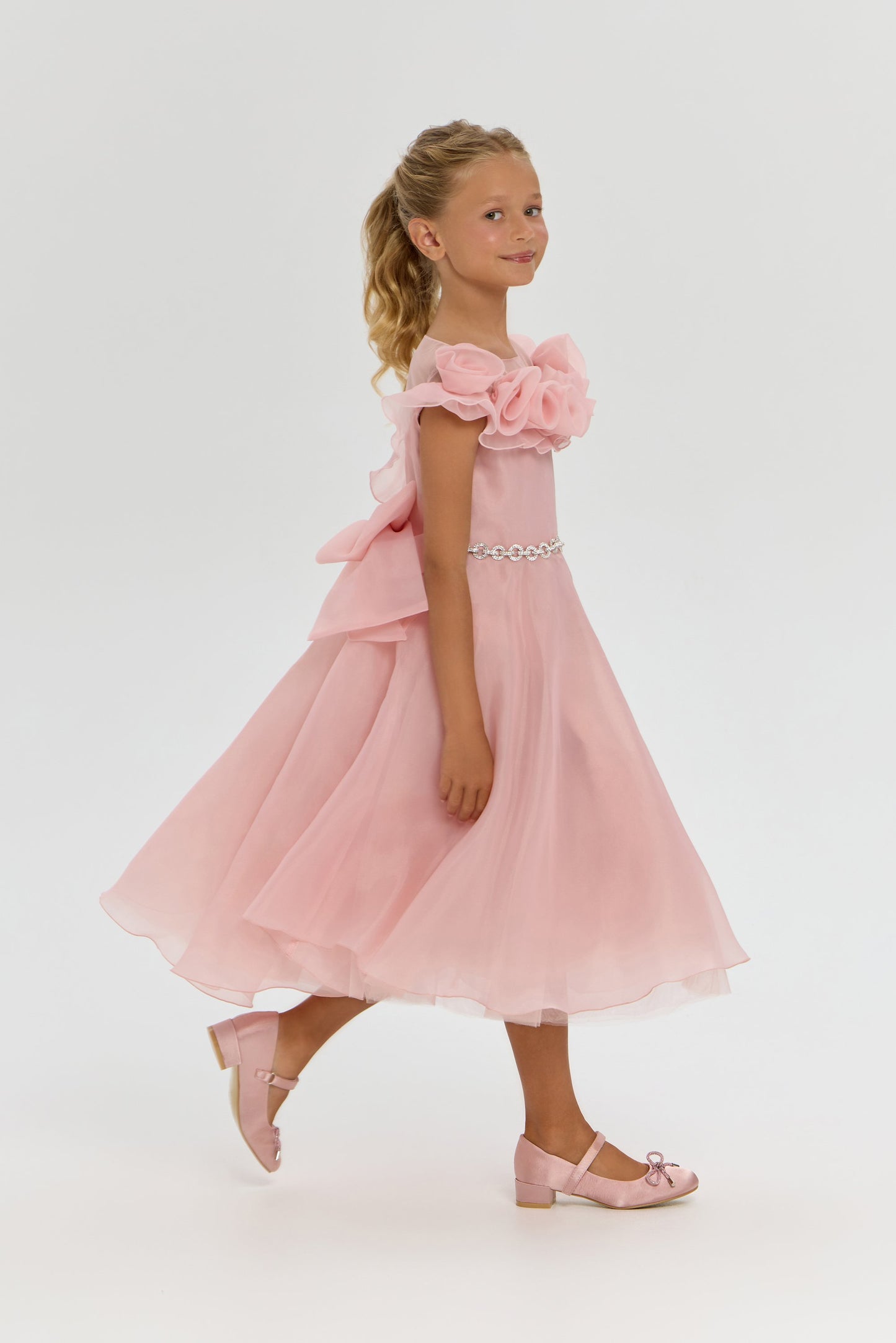 Exclusive 3D Flowers Full Length Dress