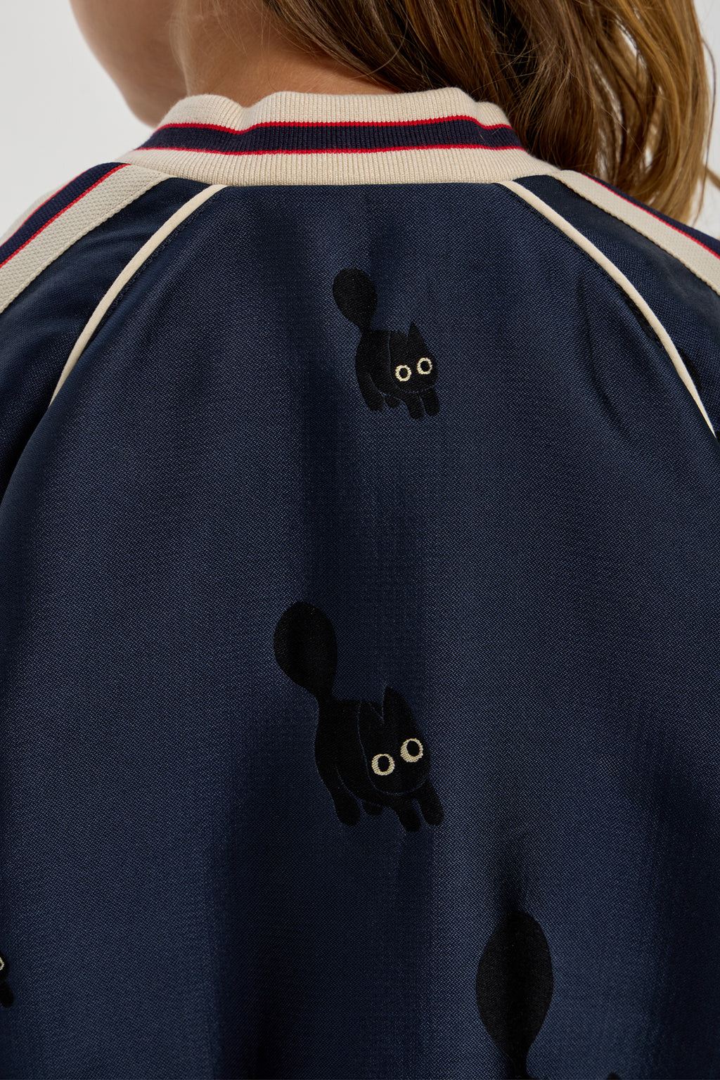 Black Cat Embroidered Bomber for girl