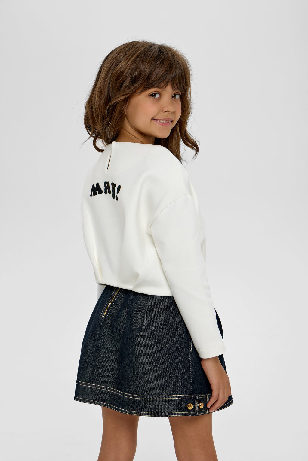 Stylish Cropped Decorated Catty Sweatshirt