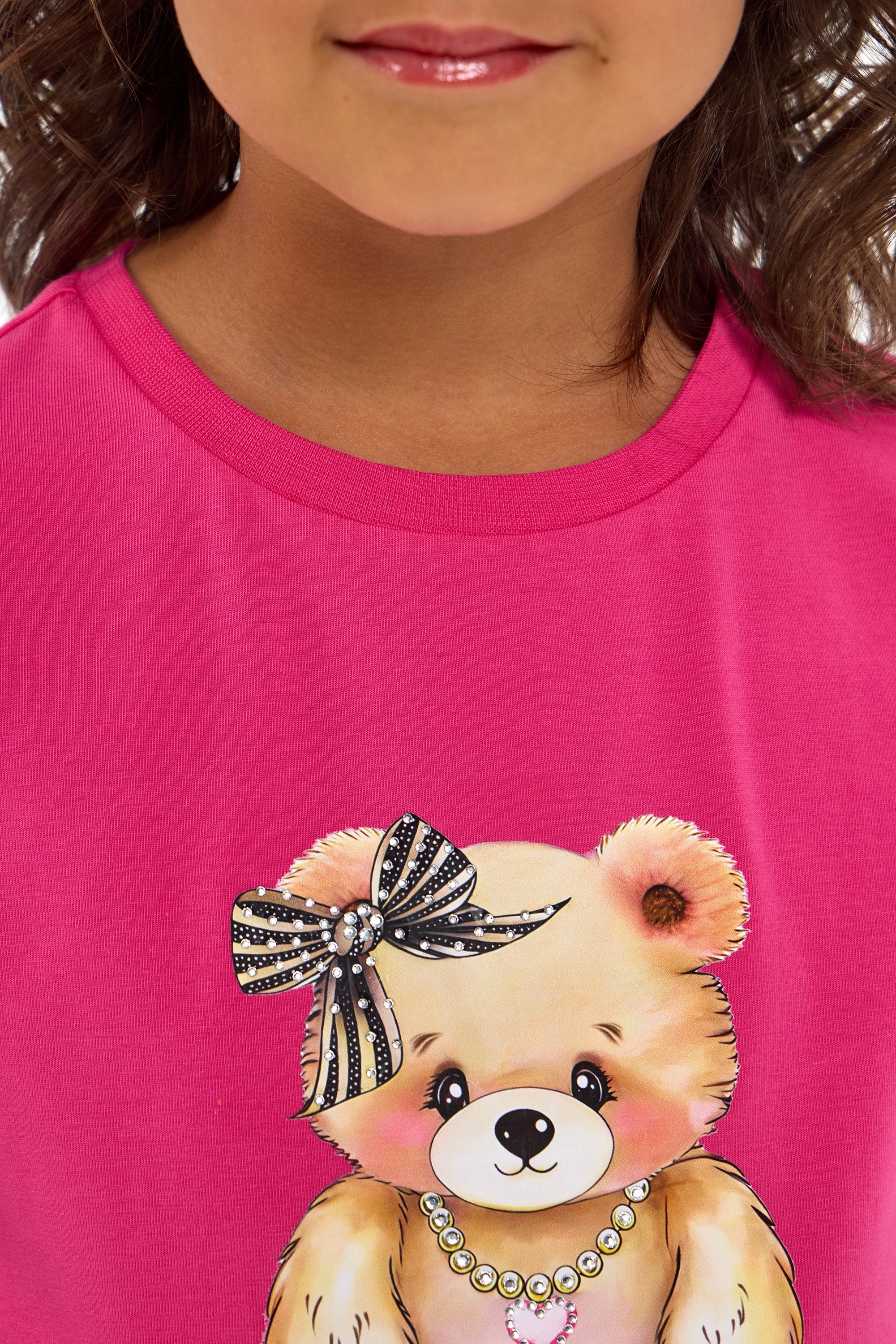Bear Printed T-Shirt with Crystals