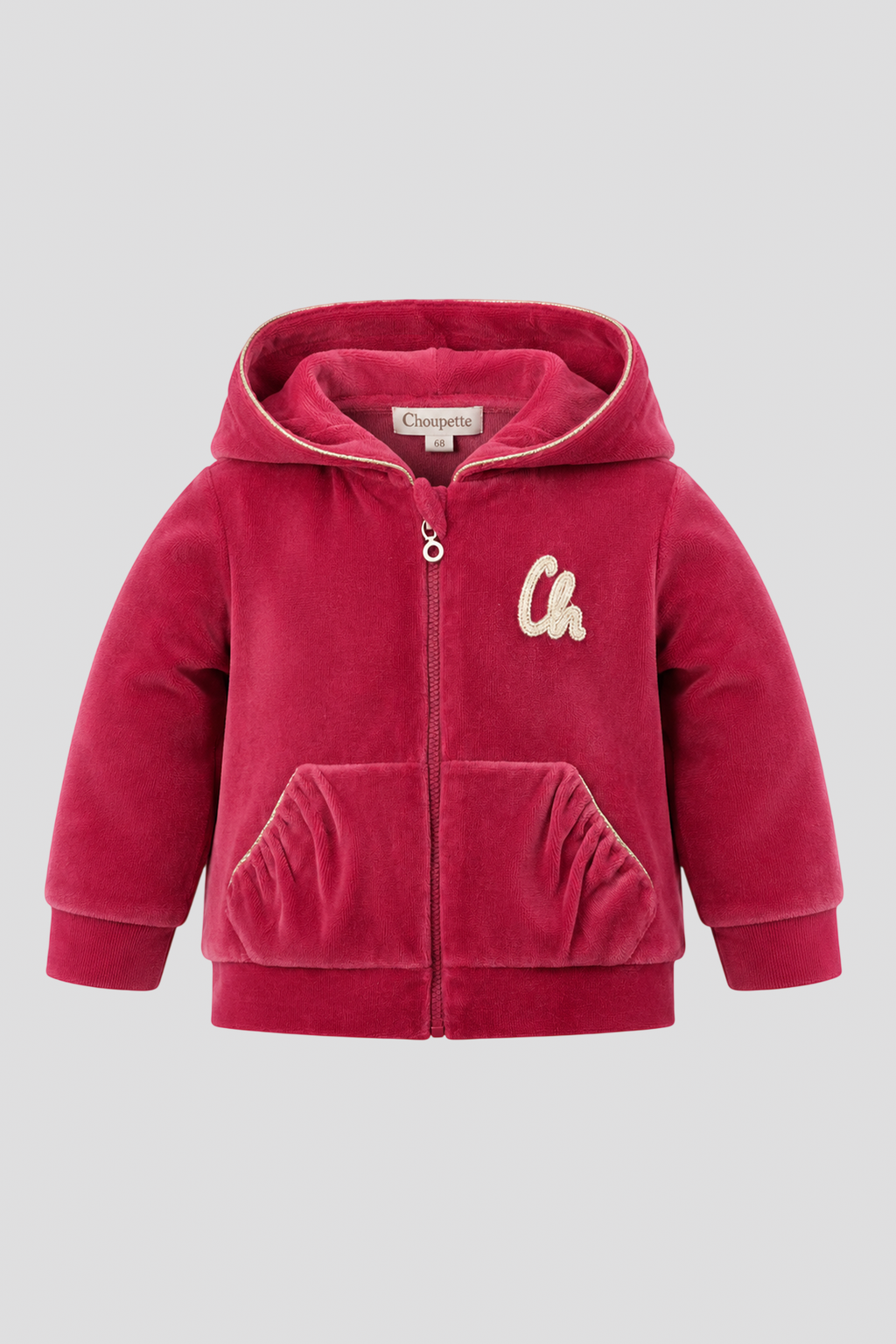 Velour suit (hooded jacket and pants) for baby girl