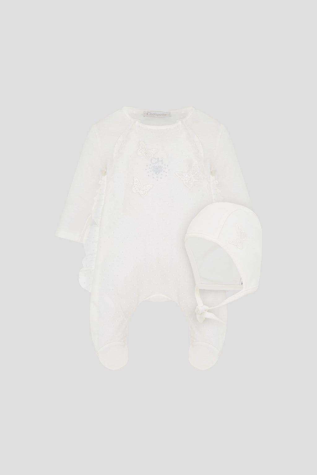 Charming Lace Set with Butterflies, ecru