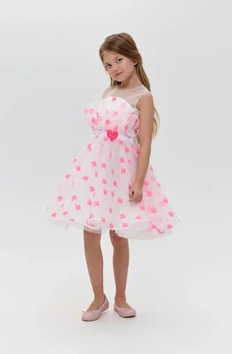 Smart 3D Heart Dress, white and pink