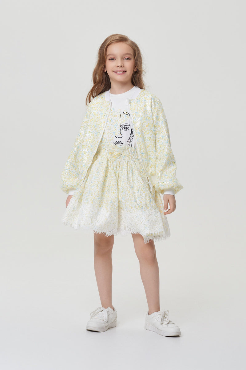 Embroidered Lace Shiffon Skirt