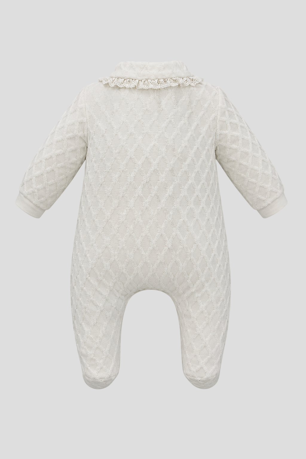 Delicate Milky Overall with laces and bunny applique for baby girl