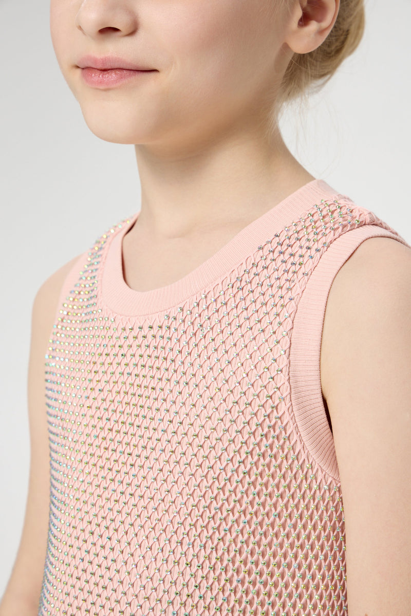 Elegant Rhinestone Fishnet Dress