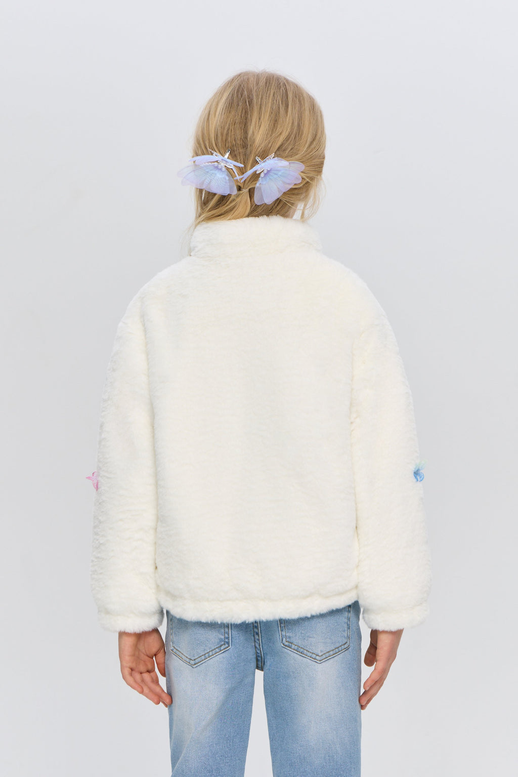 Soft Fur bomber jacket with butterflies