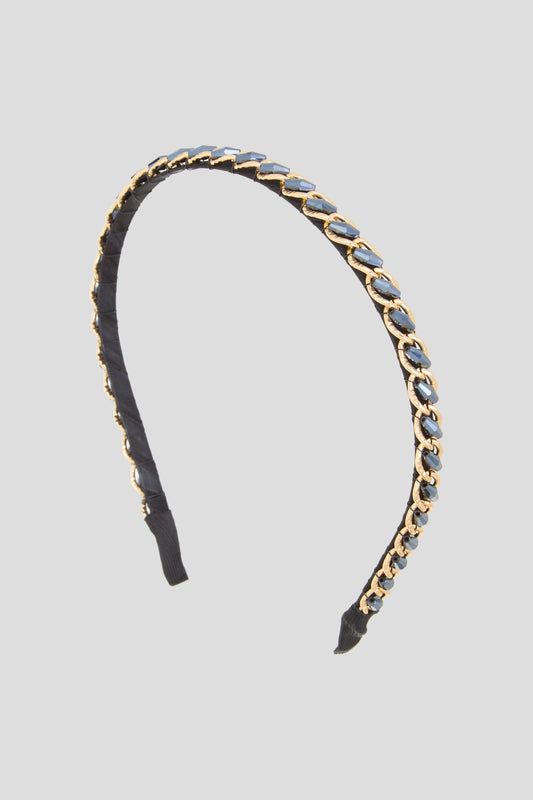 Black and Golden Chain Designed Headband