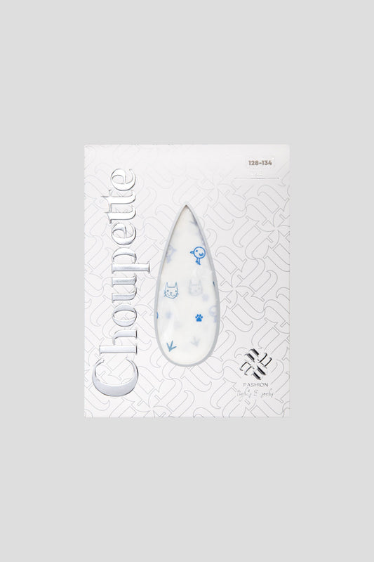 White Tights with Blue Animals