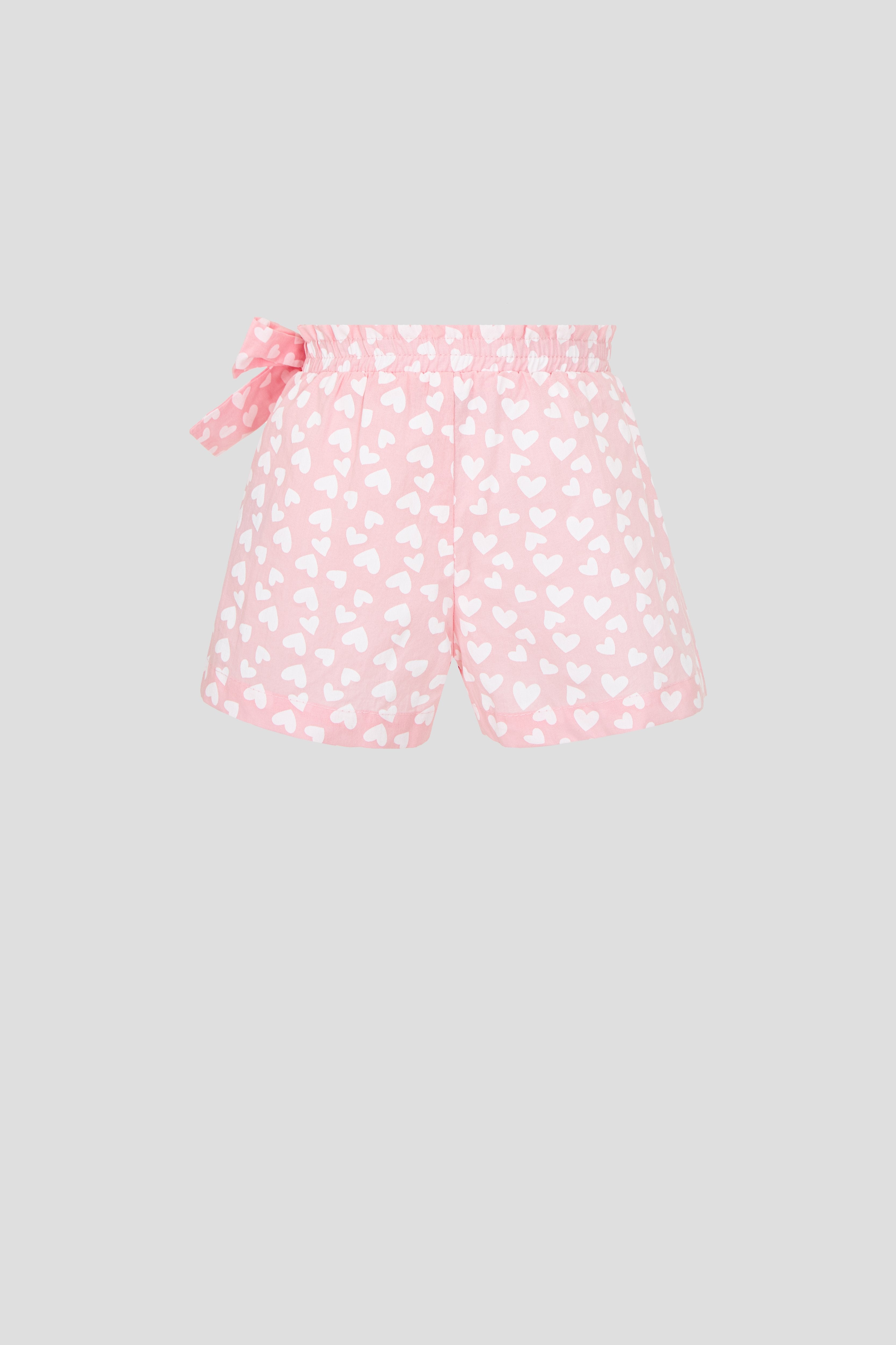 Heart Printed Shorts with Bow