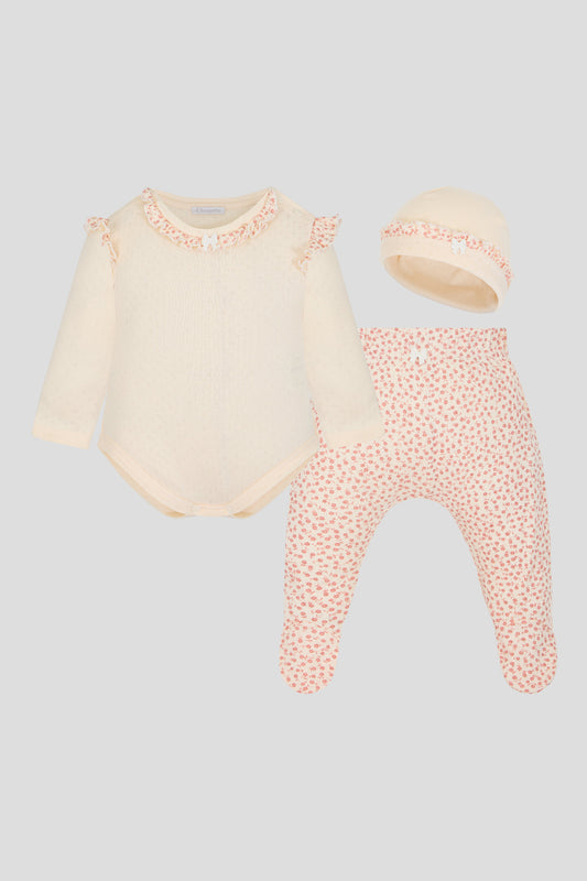 Set 3 pieces (Bodysuit, footed pants ,hat)