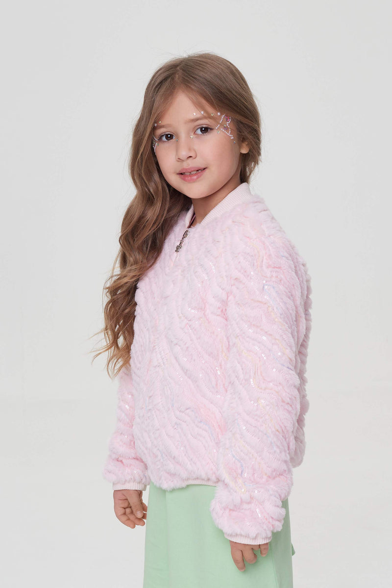 Sequins Faux Fur Jacket