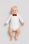 Smart bodysuit with maroon bow-tie for baby boy