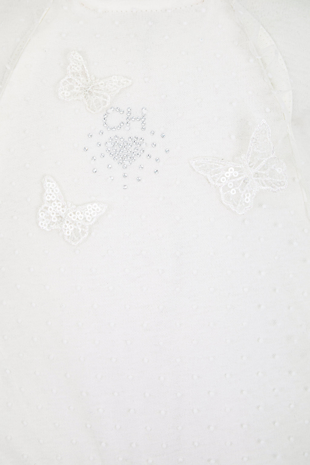 Charming Lace Set with Butterflies, ecru