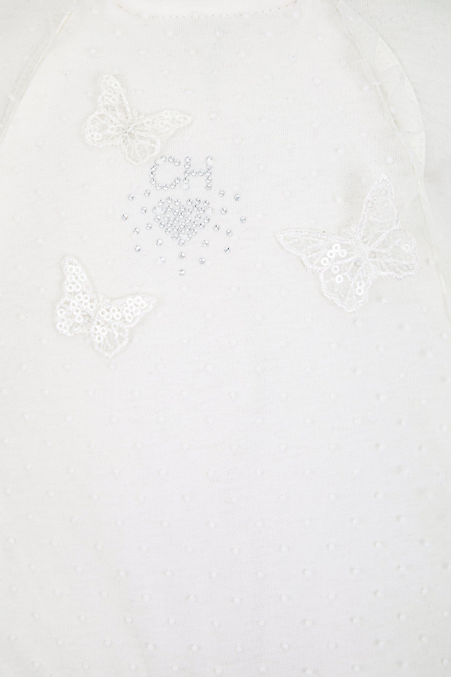Charming Lace Set with Butterflies, ecru