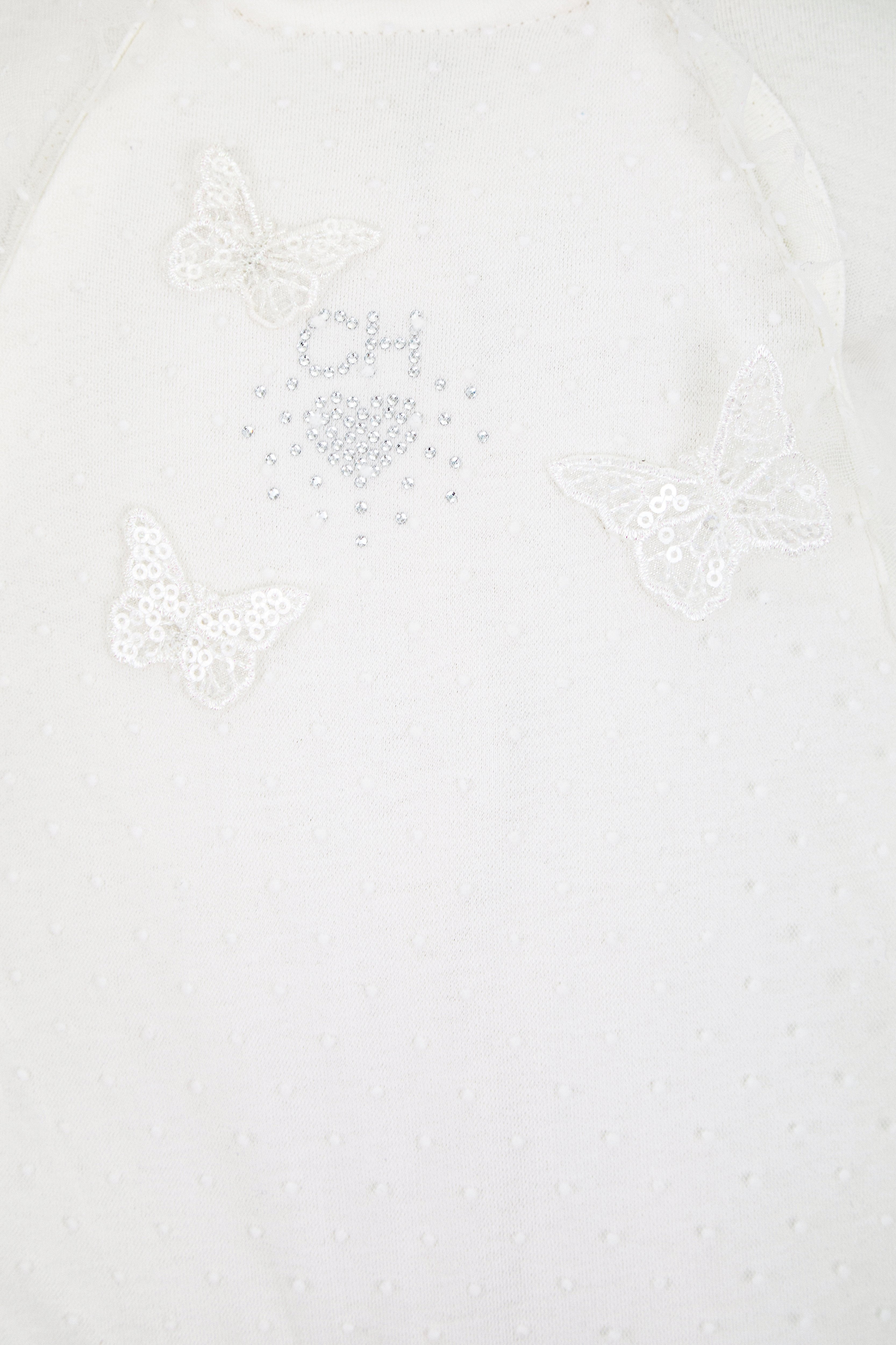 Charming Lace Set with Butterflies, ecru