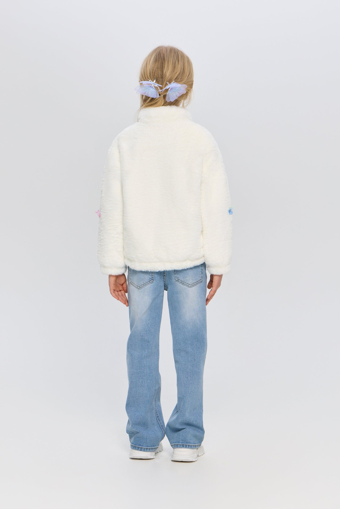 Soft Fur bomber jacket with butterflies