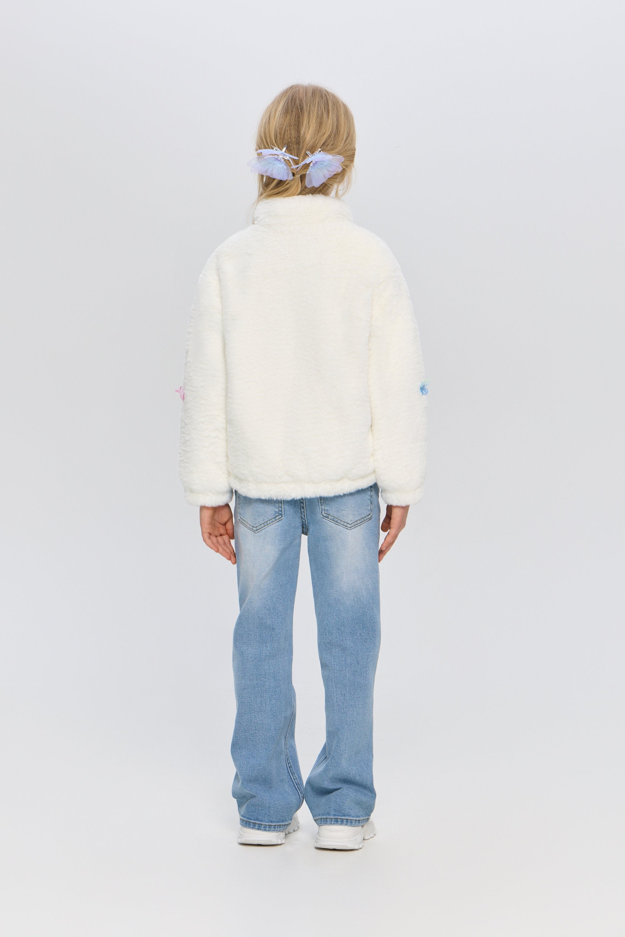 Soft Fur bomber jacket with butterflies