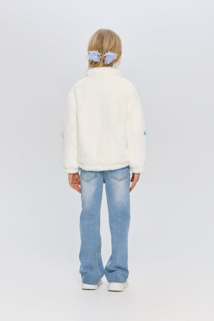Soft Fur bomber jacket with butterflies