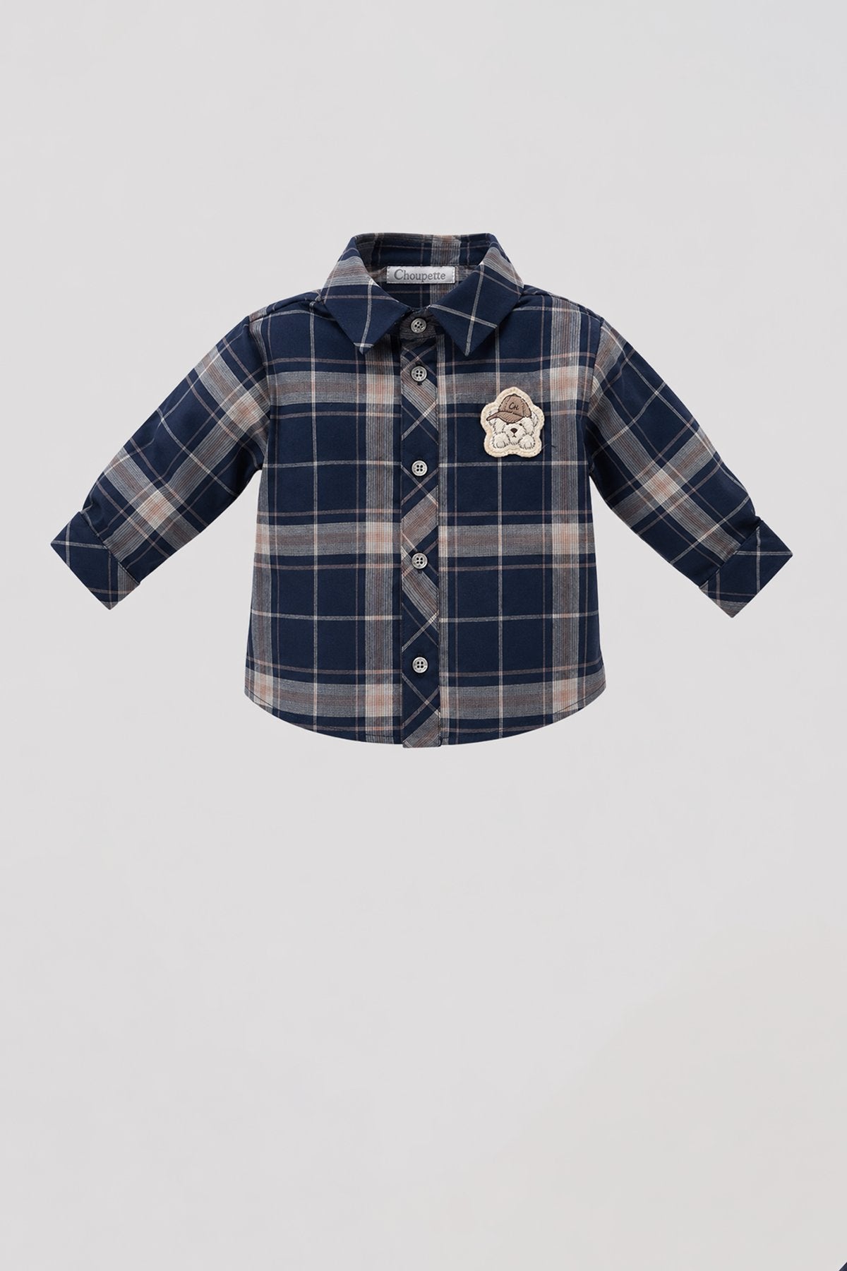 Check Knitted Teddy Shirt for baby boy
