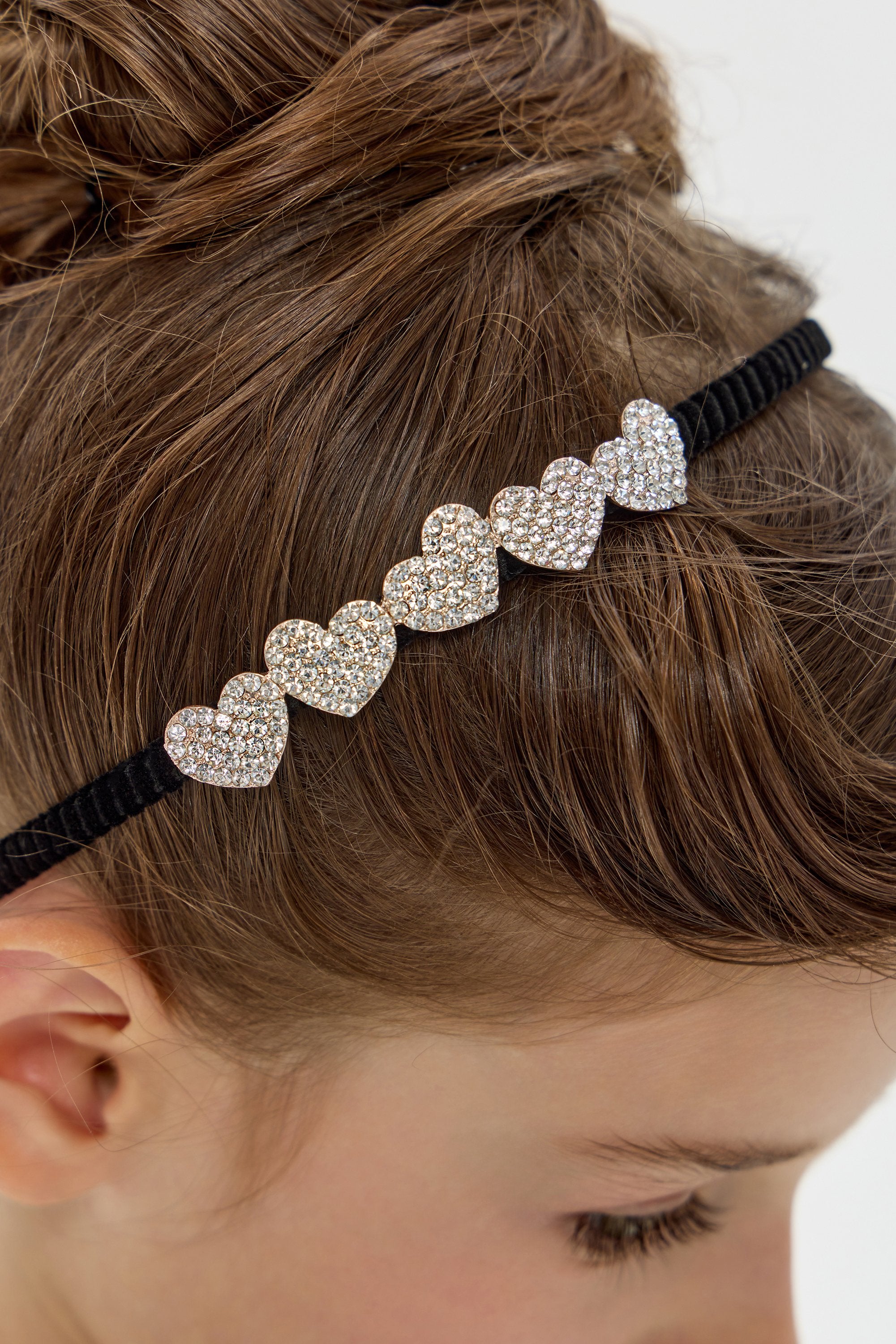 Rhinestones Decorated Hearts Headband