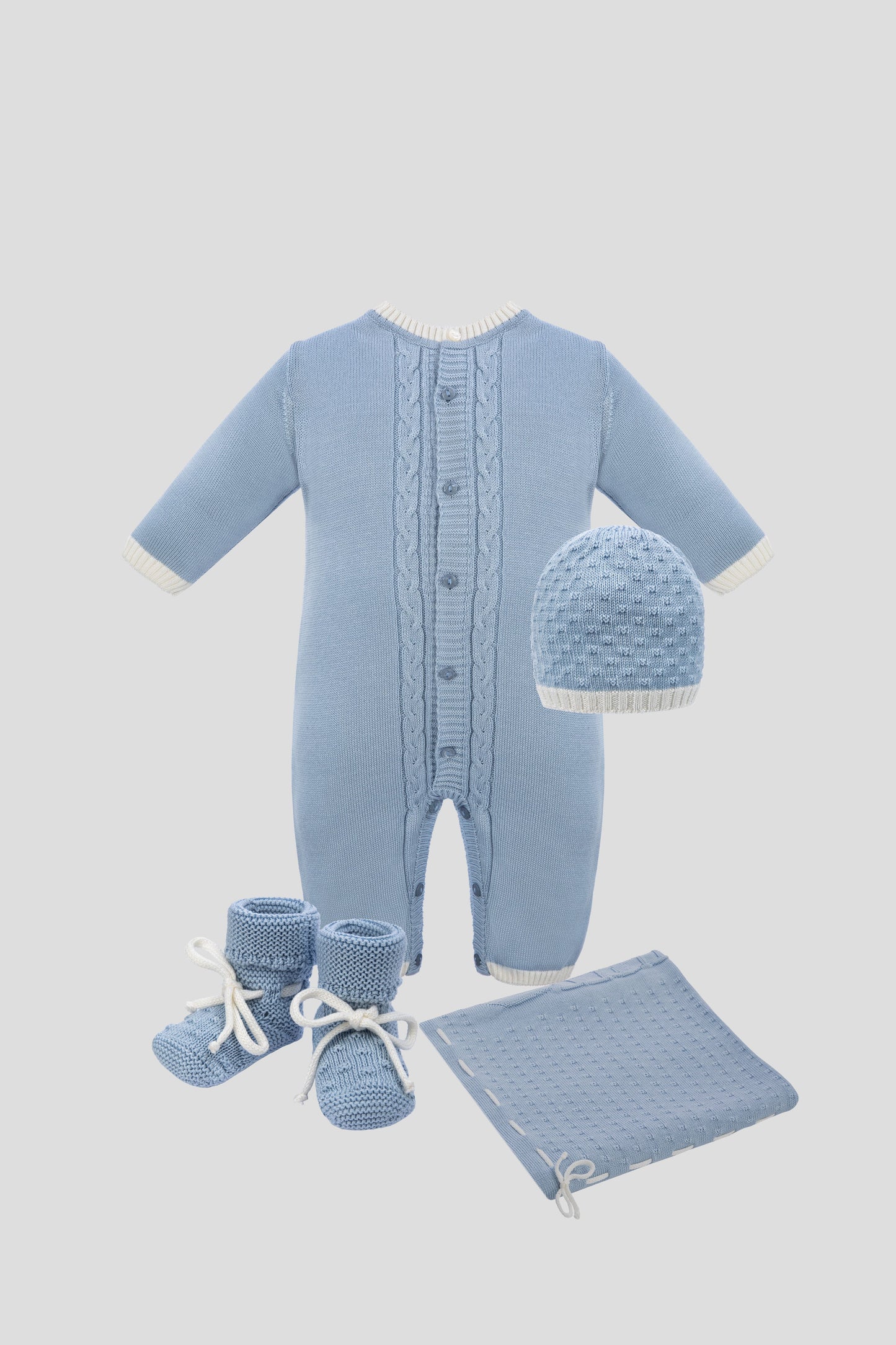 4PS Set: Blanket,Overall,Knitted Hat,Booties