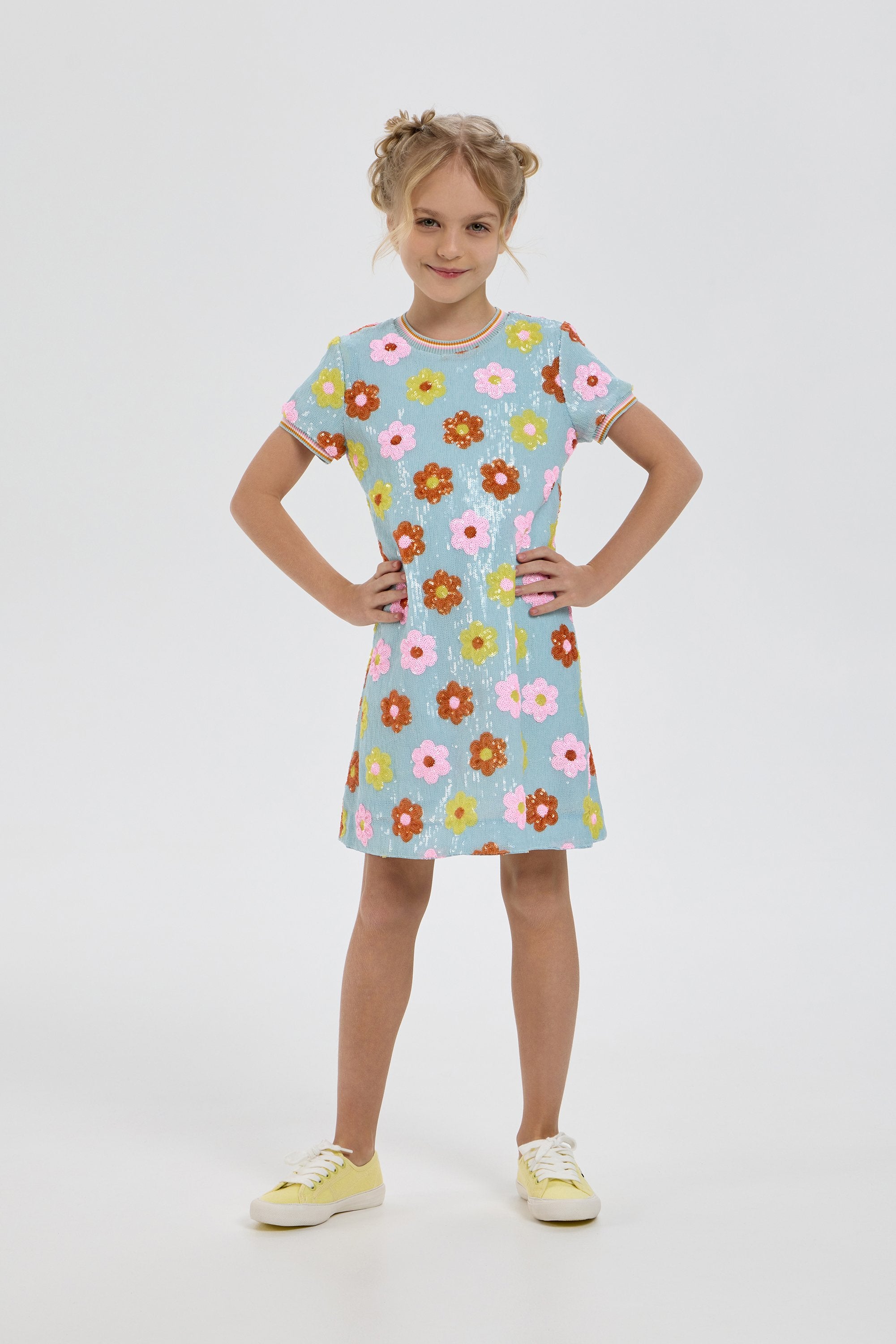 Sequins Flowers Decorated Dress