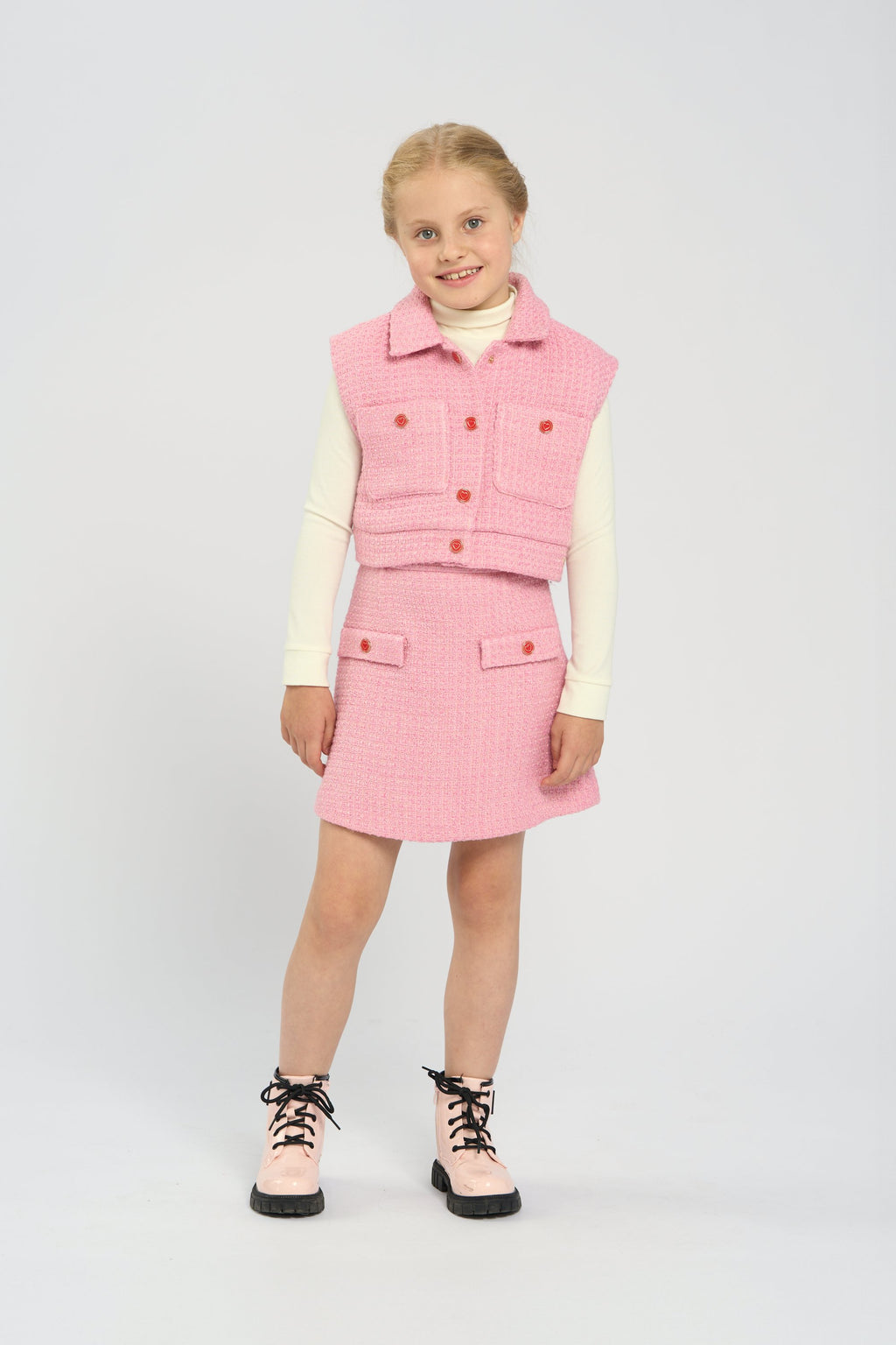 Jacket and skirt set, pink