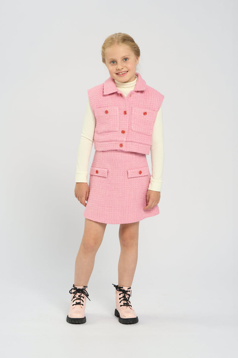Jacket and skirt set, pink