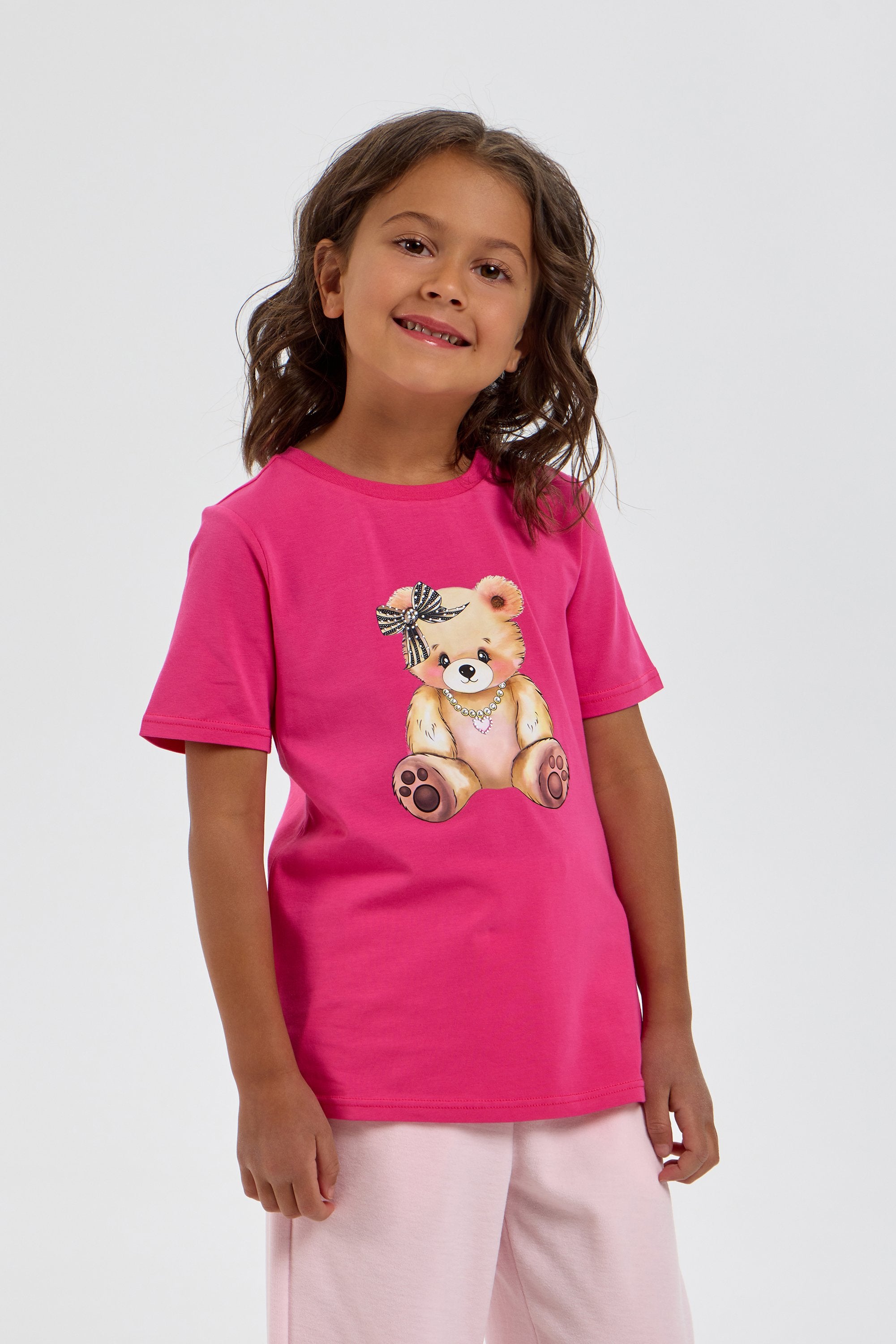 Bear Printed T-Shirt with Crystals