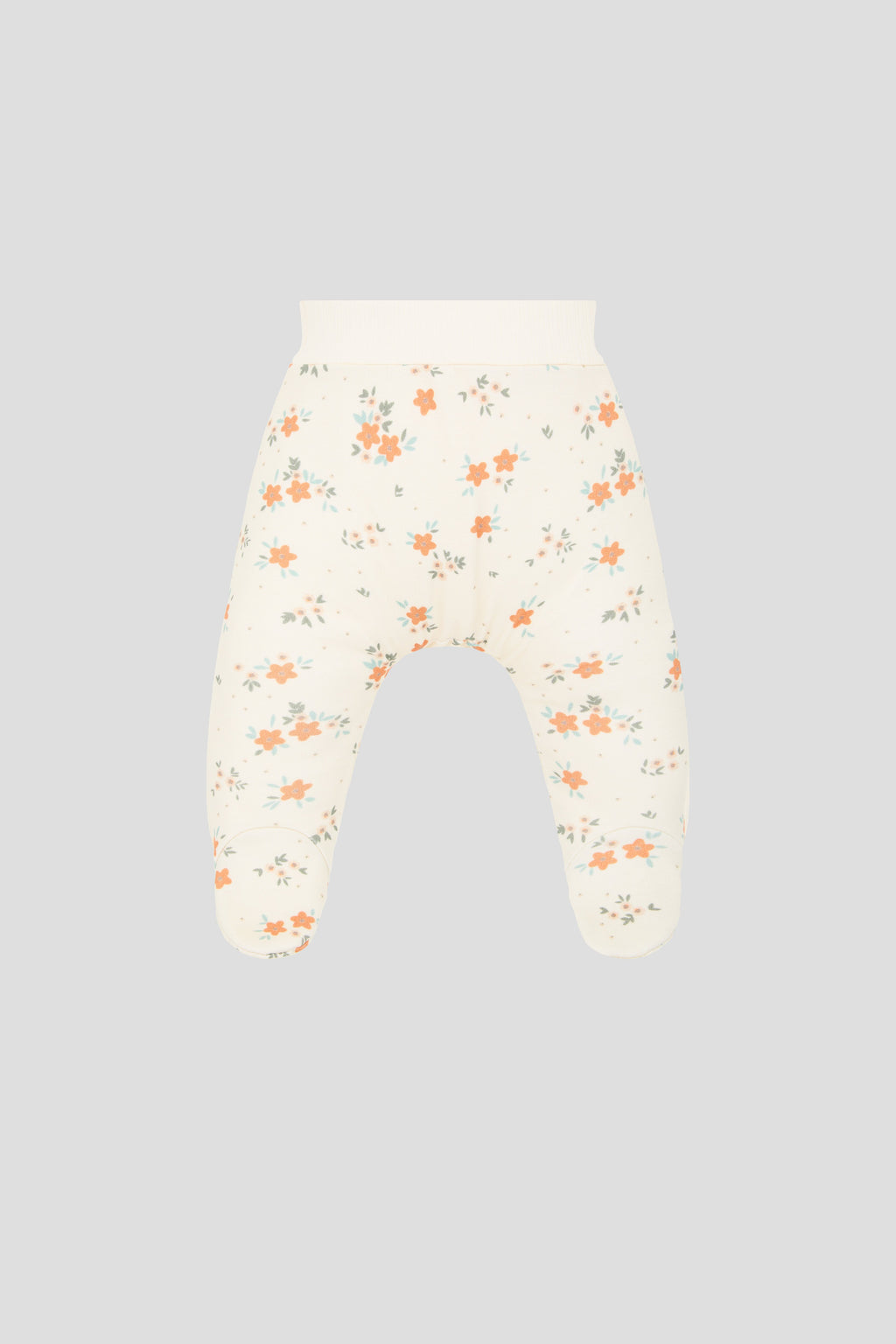 AOP bodysuit; footed pants; bonnet