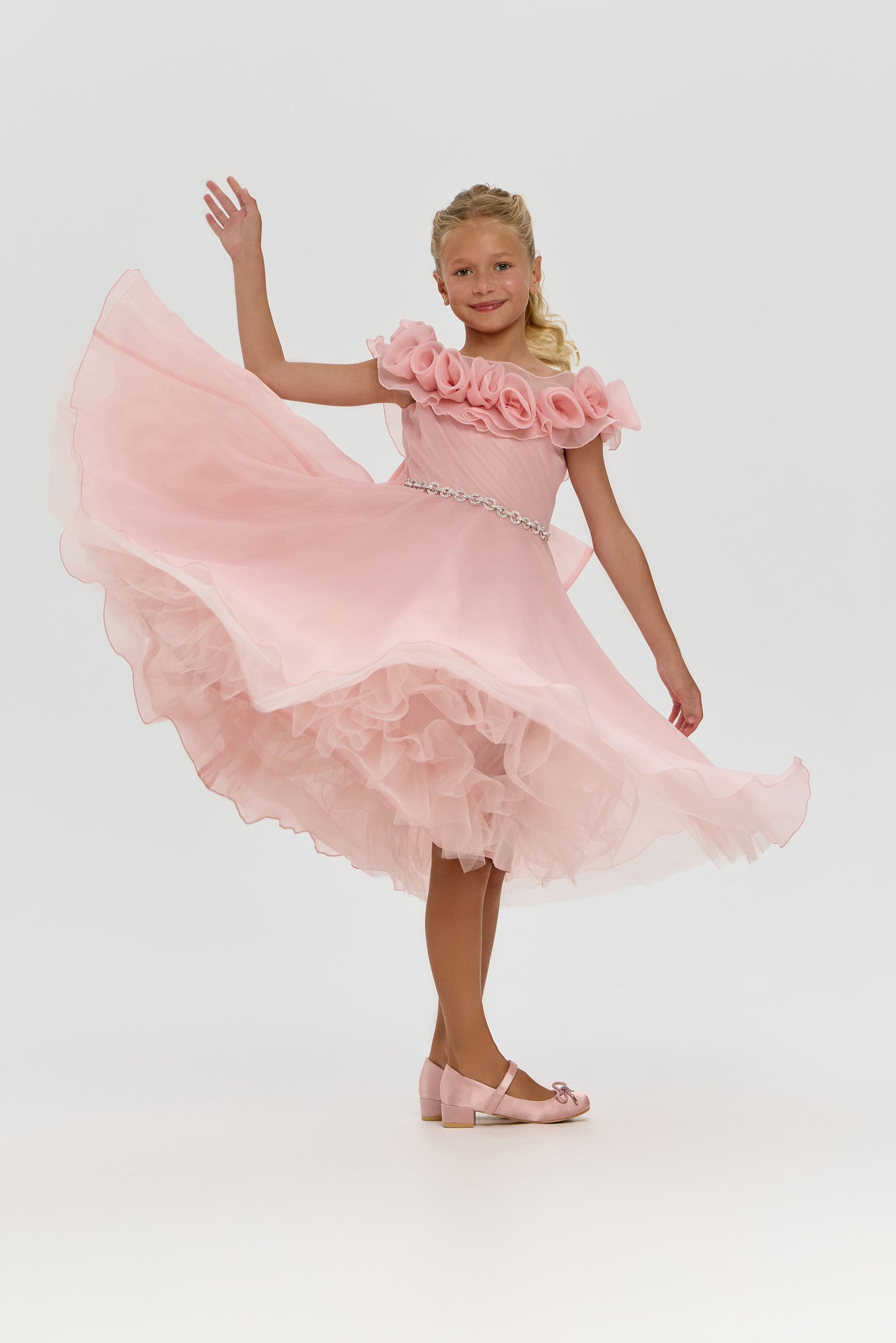 Exclusive 3D Flowers Full Length Dress