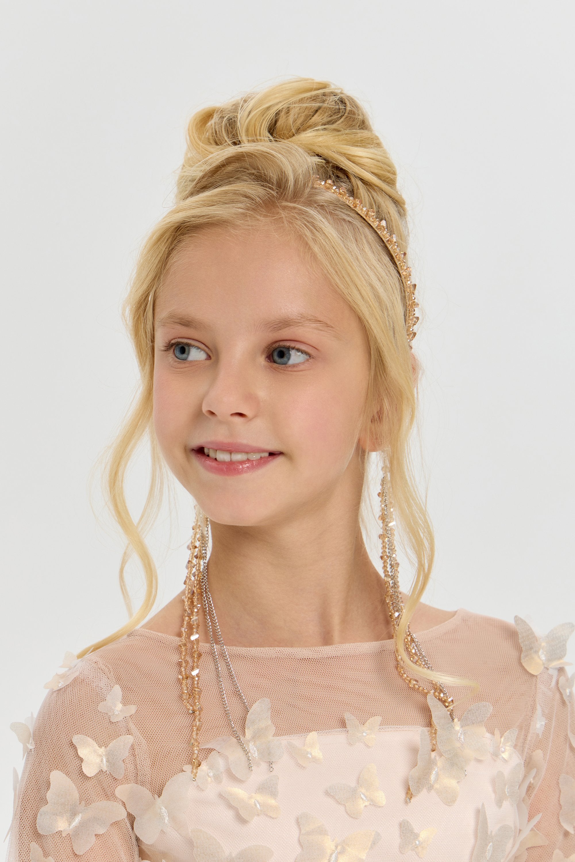 Elegant Golden Headband with Removable Chains