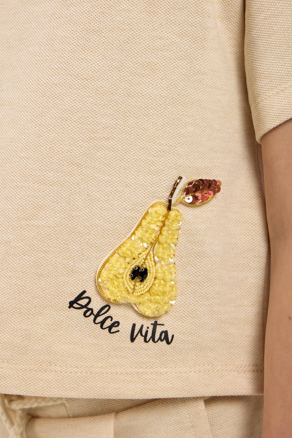 Pear Decorated Knitted Summer Set (T-shirt and Skort)