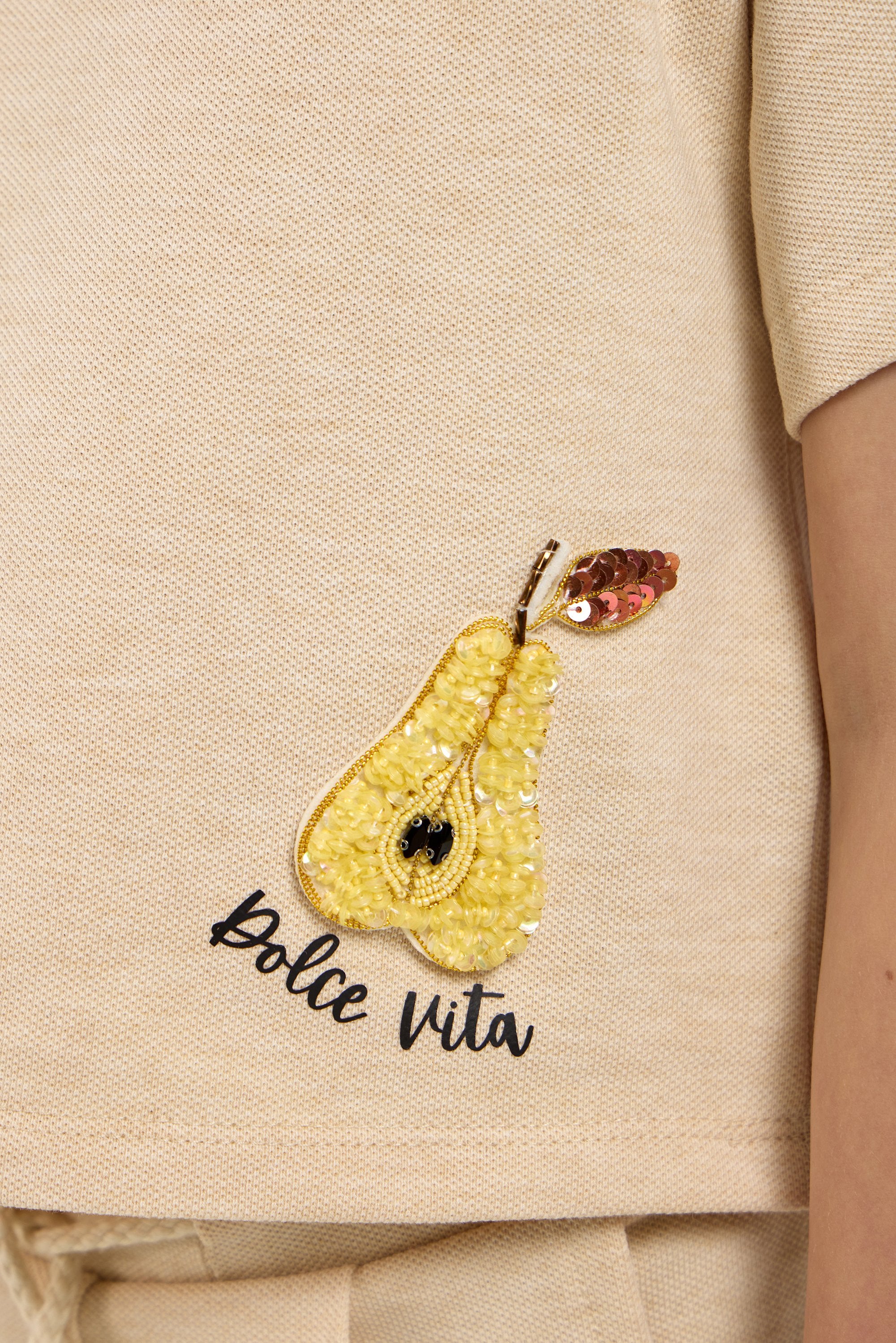 Pear Decorated Knitted Summer Set (T-shirt and Skort)