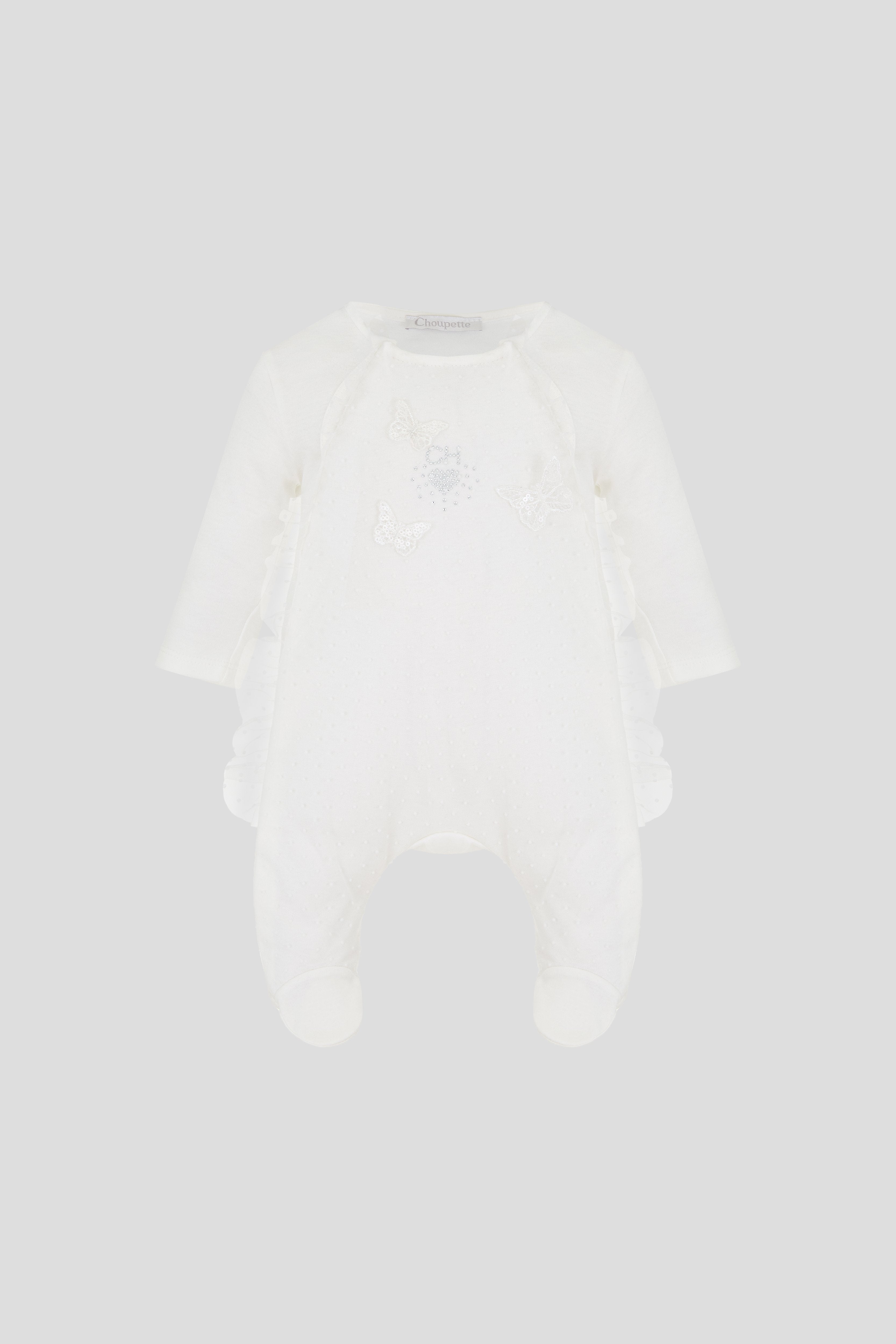 Charming Lace Set with Butterflies, ecru