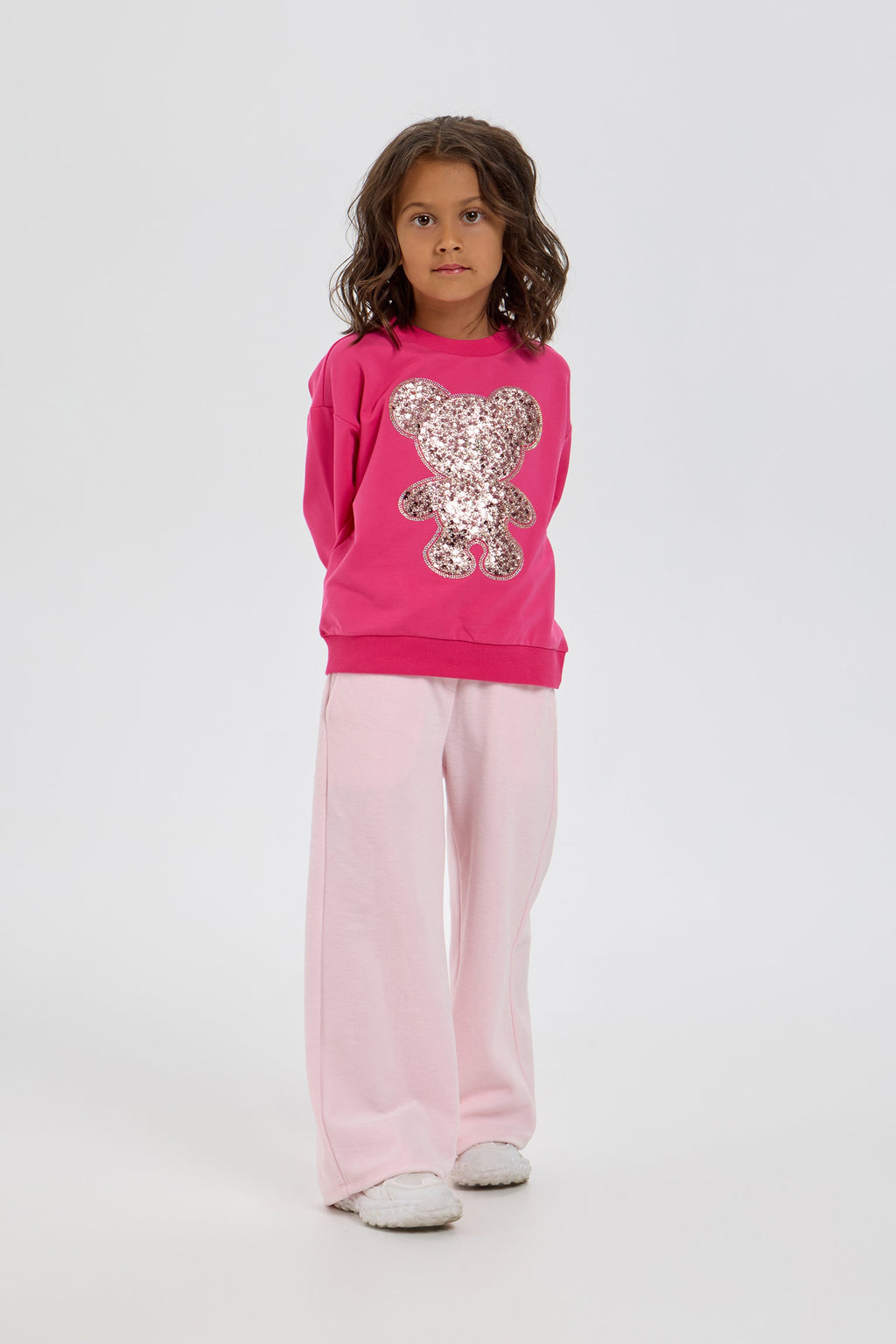 Bear Sequence Applique Decorated Sweatshirt