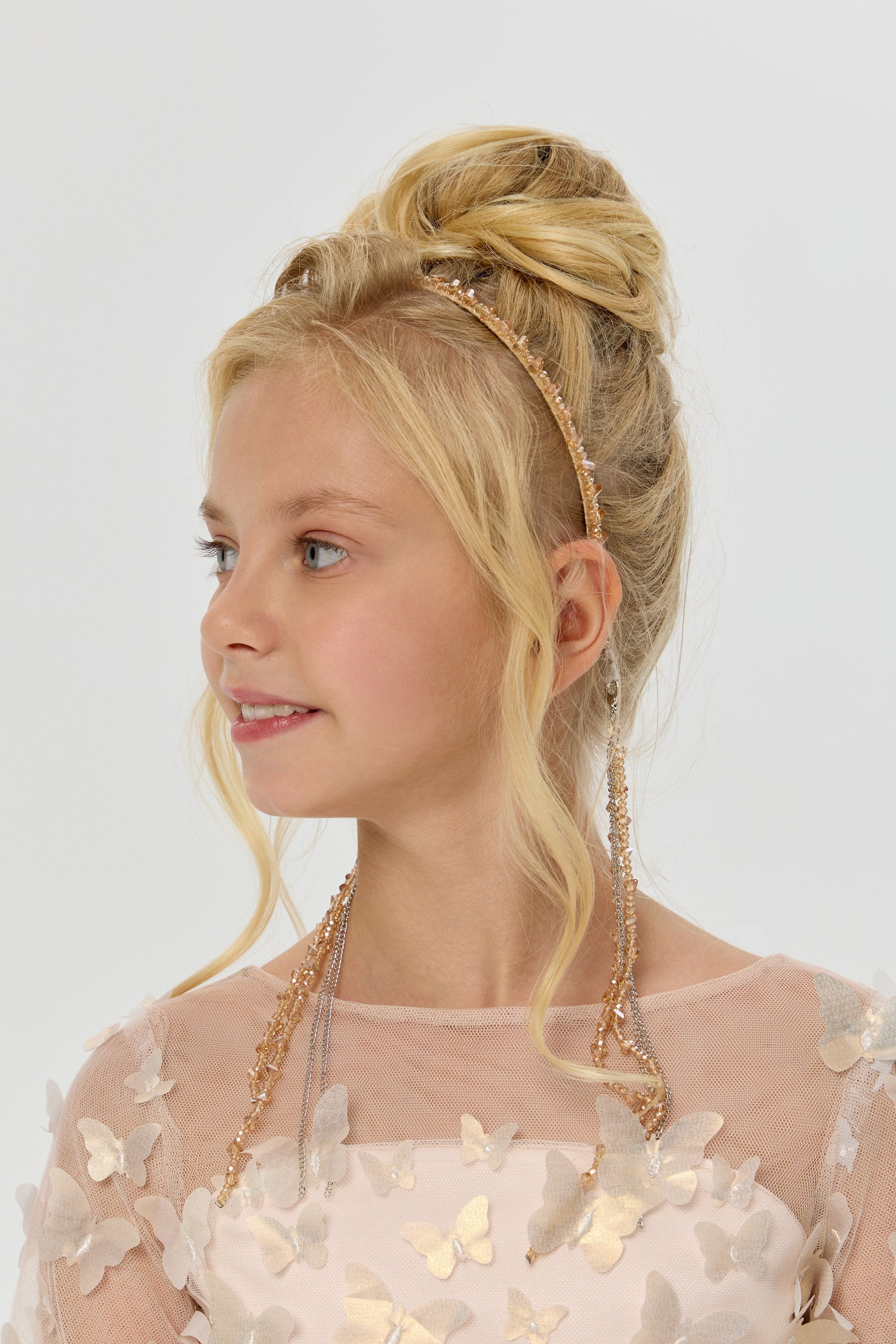 Elegant Golden Headband with Removable Chains