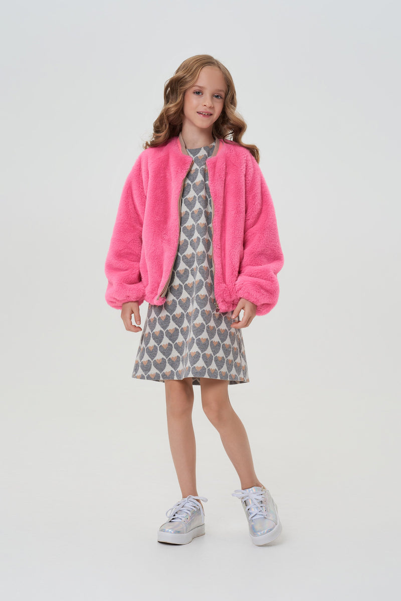 Decorated fur Bomber jacket