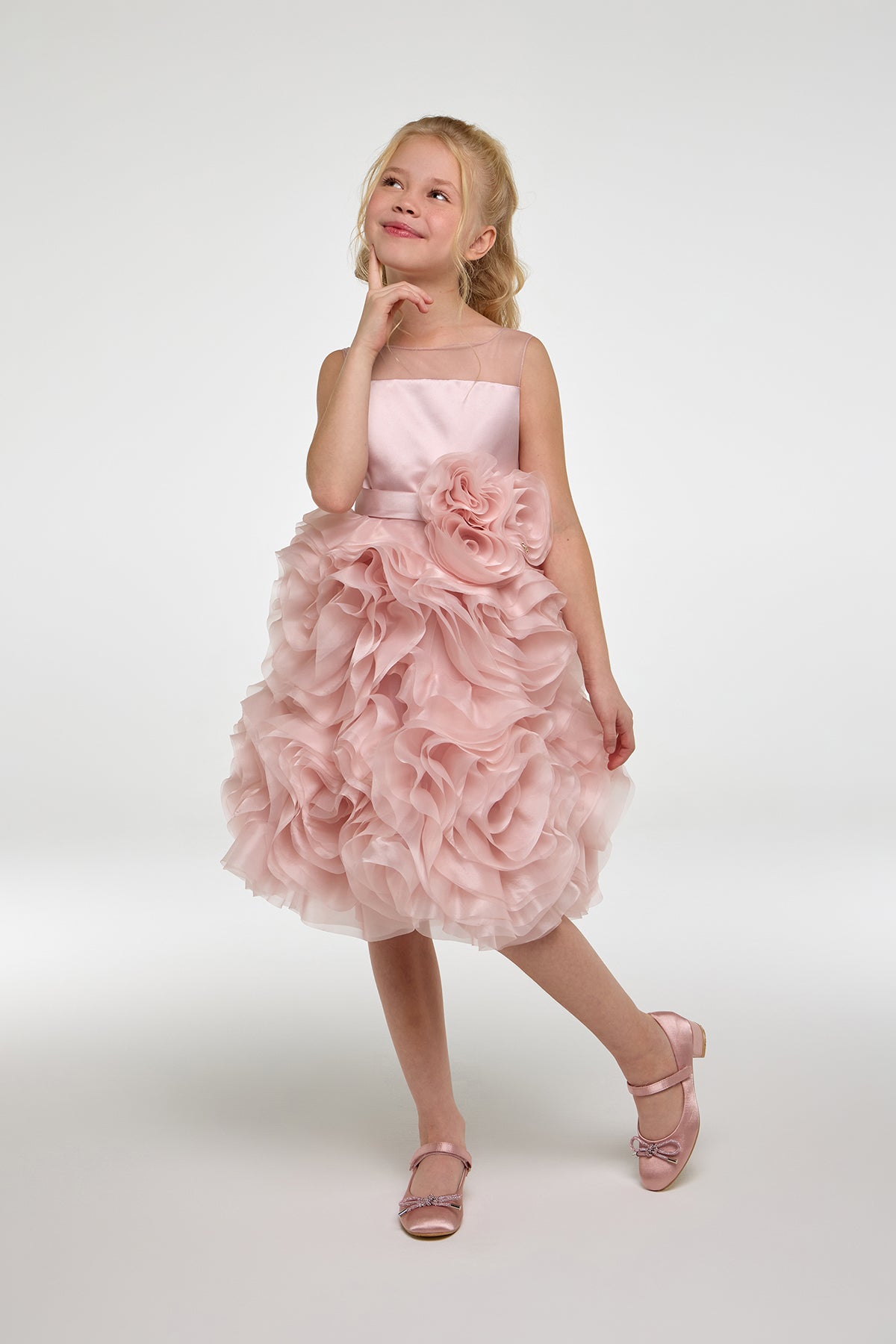 Elegant 3D Roses Decorated Dress