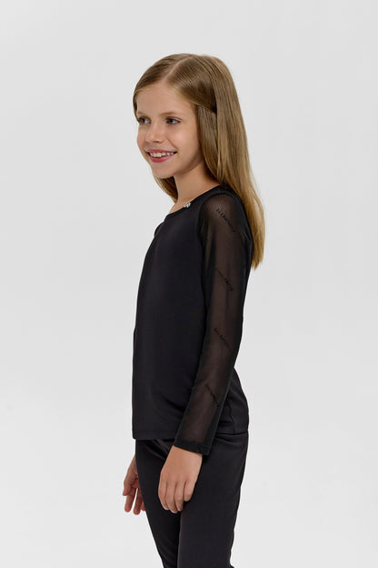 Elegant Black Combined Blouse